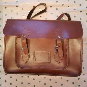 Leather satchel style backpack